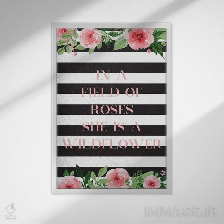 تابلو دکوراتیو در دشتی از گل سرخ اثر نیکول باسک - نمای قابدار سفید