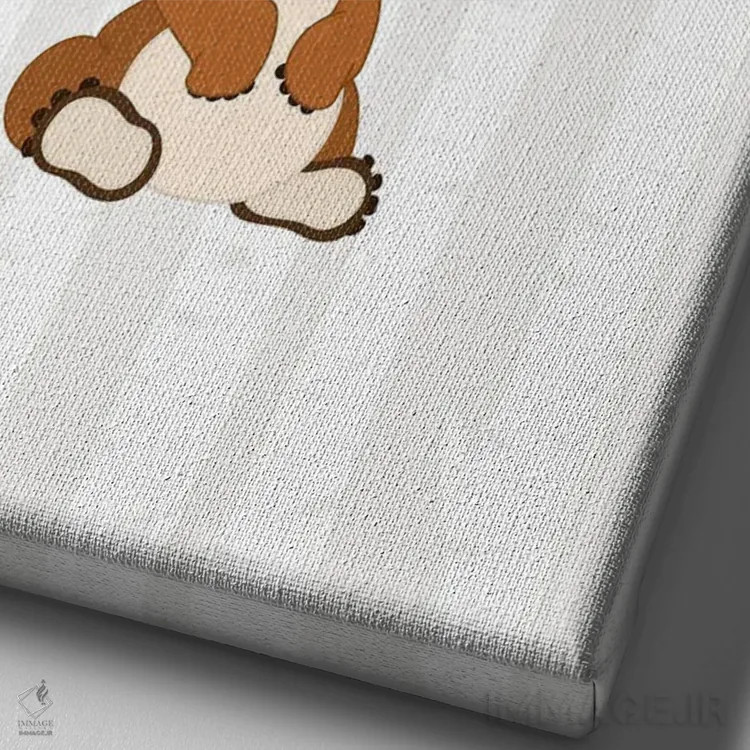 تابلو مینیمال خرس کوچولو اثر نیکول باسک - نمای نزدیک بافت بوم