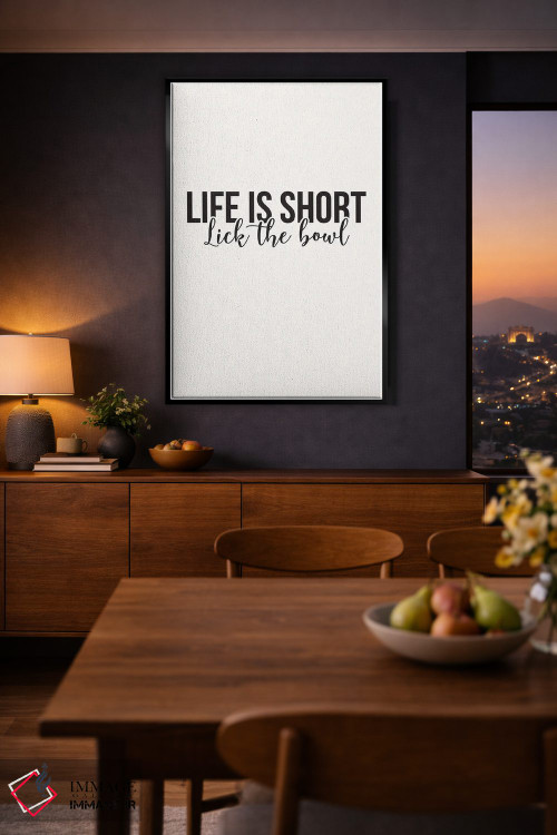 تابلو دکوراتیو زندگی کوتاهه؛ کاسه رو هم لیس بزن اثر نیکول باسک - D3B