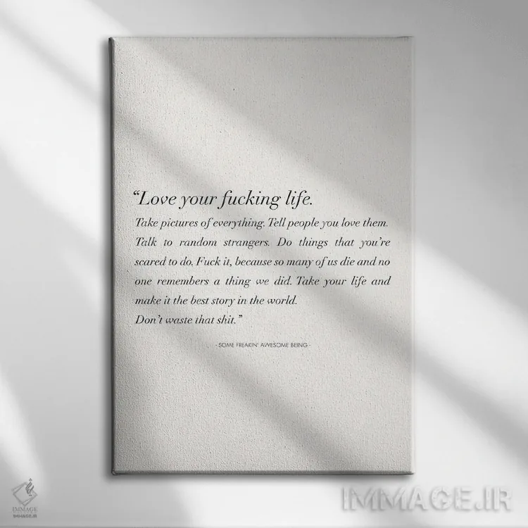 تابلو دکوراتیو زندگی لعنتی ات را عاشق باش اثر نیکول باسک - نمای روبهرو روی دیوار