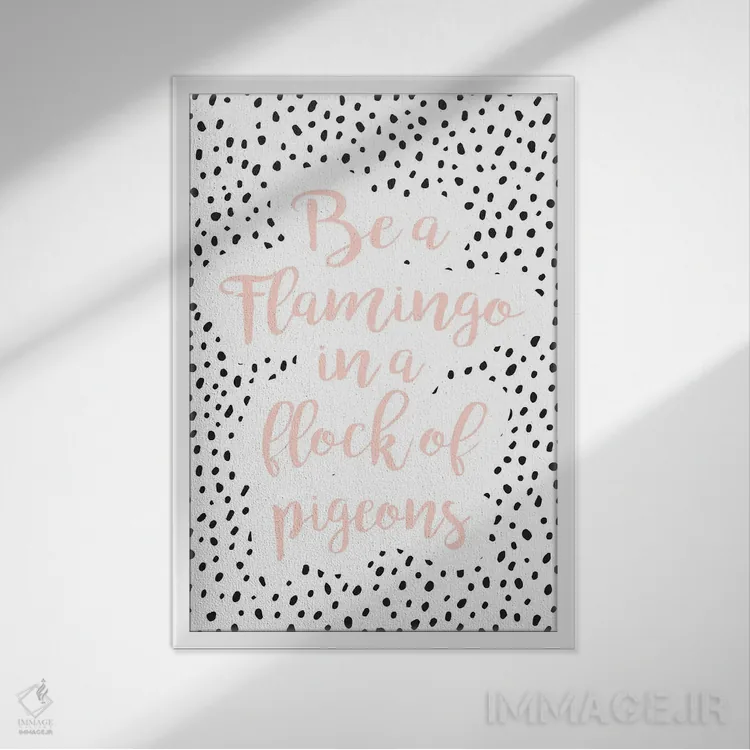 تابلو دکوراتیو فلامینگو باش اثر نیکول باسک - نمای قابدار سفید