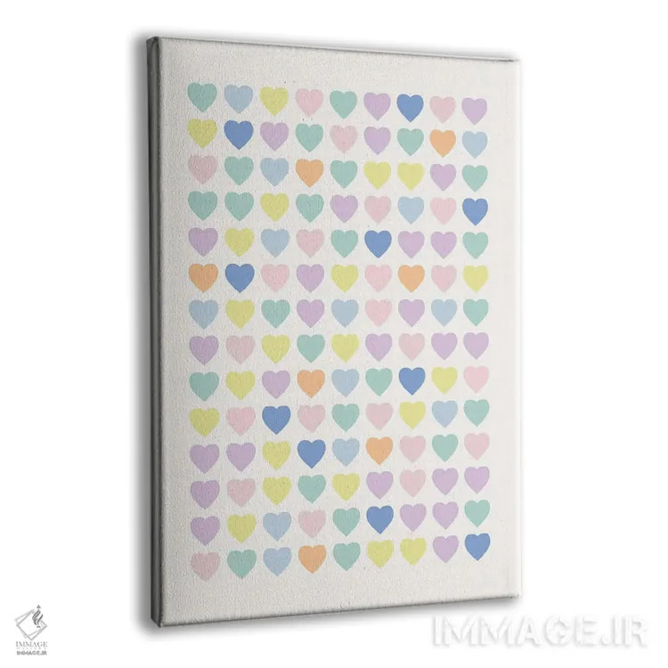 تابلو مینیمال قلب های پاستلی اثر نیکول باسک - نمای پرسپکتیو محصول