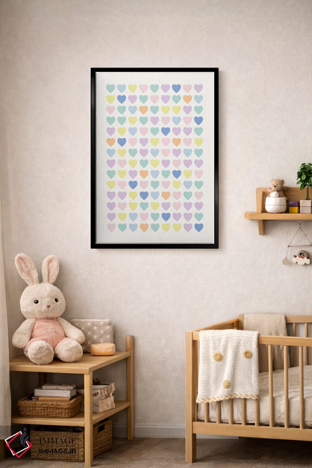 تابلو مینیمال قلب های پاستلی اثر نیکول باسک - D4B
