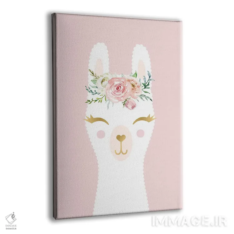 تابلو دکوراتیو لامای صورتی اثر نیکول باسک - نمای پرسپکتیو محصول