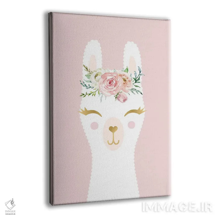 تابلو دکوراتیو لامای صورتی اثر نیکول باسک - نمای پرسپکتیو محصول
