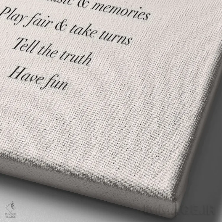 تابلو دکوراتیو قوانین اتاق بازی اثر نیکول باسک - نمای نزدیک بافت بوم