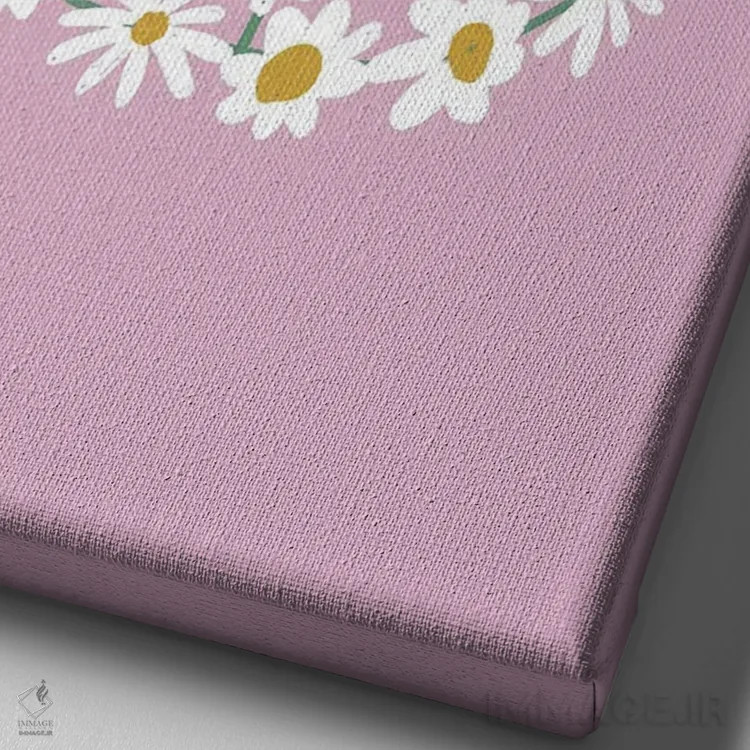 تابلو مینیمال علامت صلح گل داوودی بنفش اثر نیکول باسک - نمای نزدیک بافت بوم