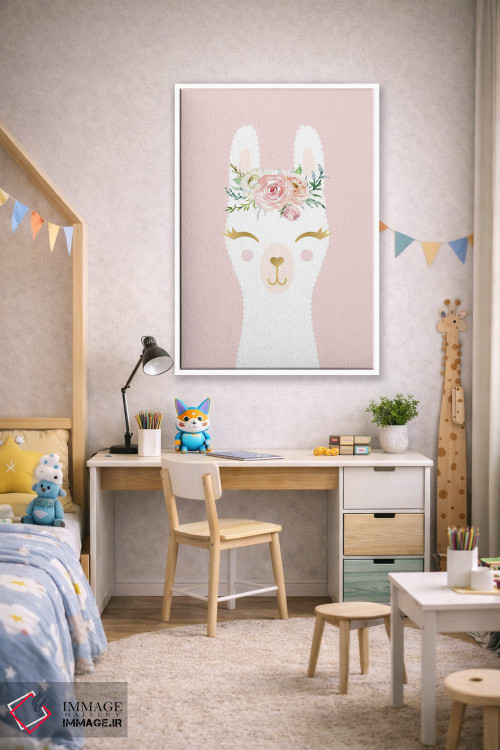 تابلو دکوراتیو لامای صورتی اثر نیکول باسک - D1W