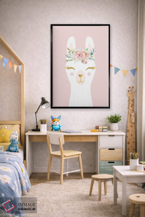 تابلو دکوراتیو لامای صورتی اثر نیکول باسک - D2B