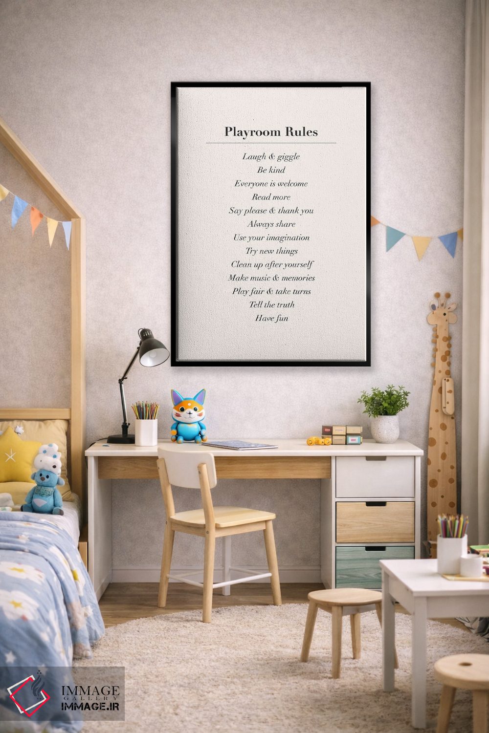 تابلو دکوراتیو قوانین اتاق بازی اثر نیکول باسک - D2B