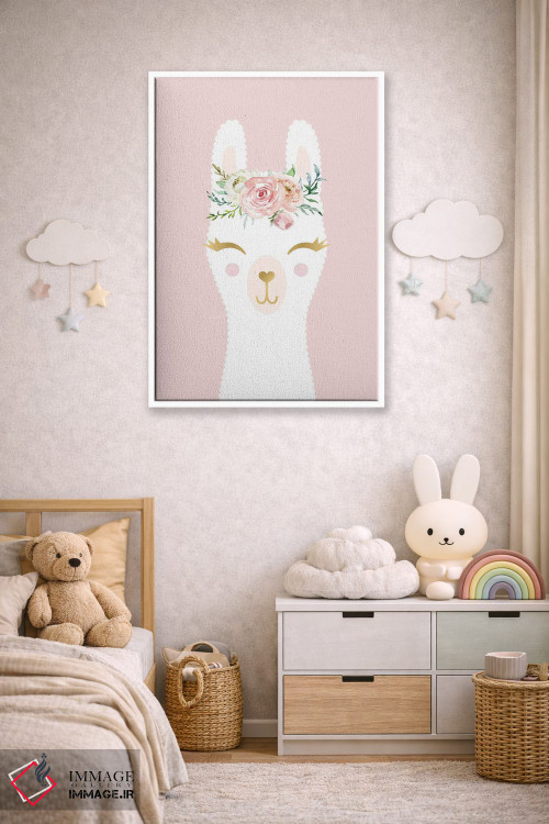 تابلو دکوراتیو لامای صورتی اثر نیکول باسک - D4W