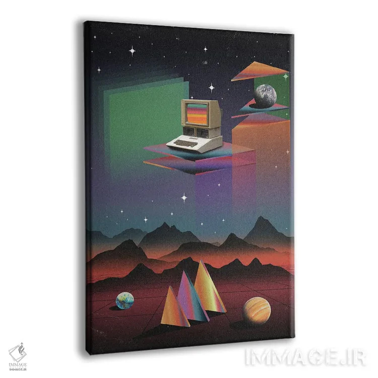 تابلو دکوراتیو کامپیوتر CRT دهه ۸۰ اثر نیبرا ویژوالز - نمای پرسپکتیو محصول