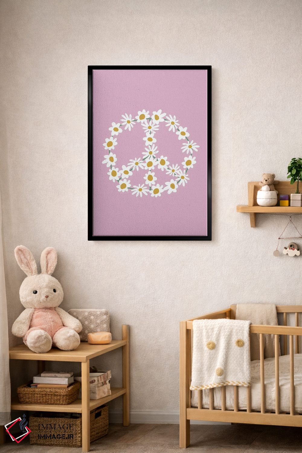 تابلو مینیمال علامت صلح گل داوودی بنفش اثر نیکول باسک - D5B