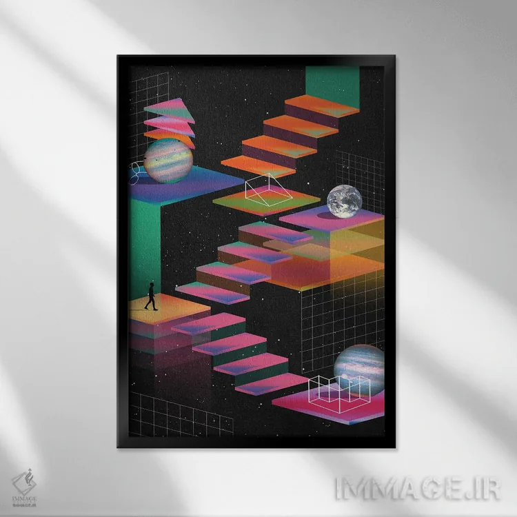 تابلو دکوراتیو مراحل بازی اثر نیبرا ویژوالز - نمای قابدار مشکی