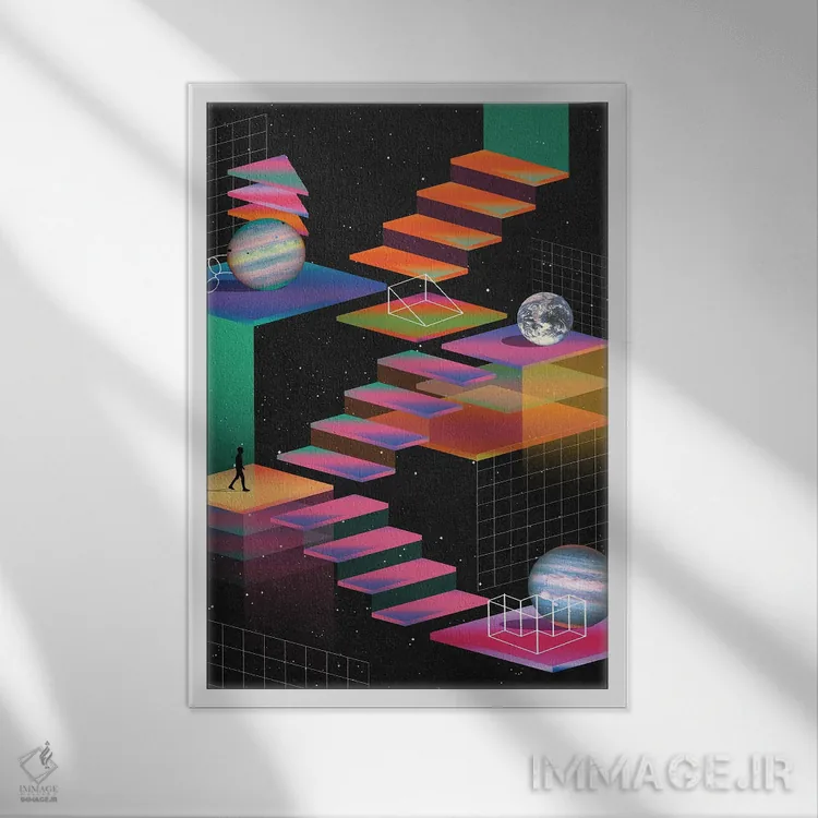 تابلو دکوراتیو مراحل بازی اثر نیبرا ویژوالز - نمای قابدار سفید