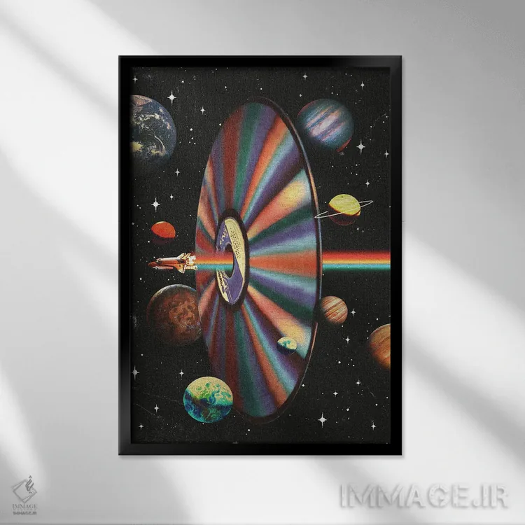 تابلو دکوراتیو سفر در گذشته اثر نیبرا ویژوالز - نمای قابدار مشکی