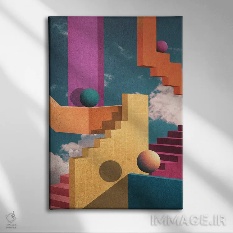 تابلو انتزاعی ایستگاه پاستلی اثر نیبرا ویژوالز - نمای روبهرو روی دیوار
