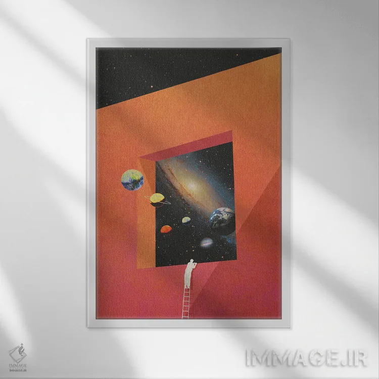 تابلو دکوراتیو ناظر کهکشان اثر نیبرا ویژوالز - نمای قابدار سفید