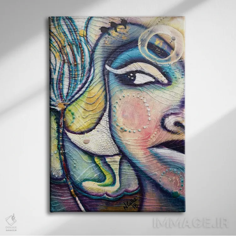 تابلو دکوراتیو پرنده ای روی سیم اثر نیکول کولی - نمای روبهرو روی دیوار