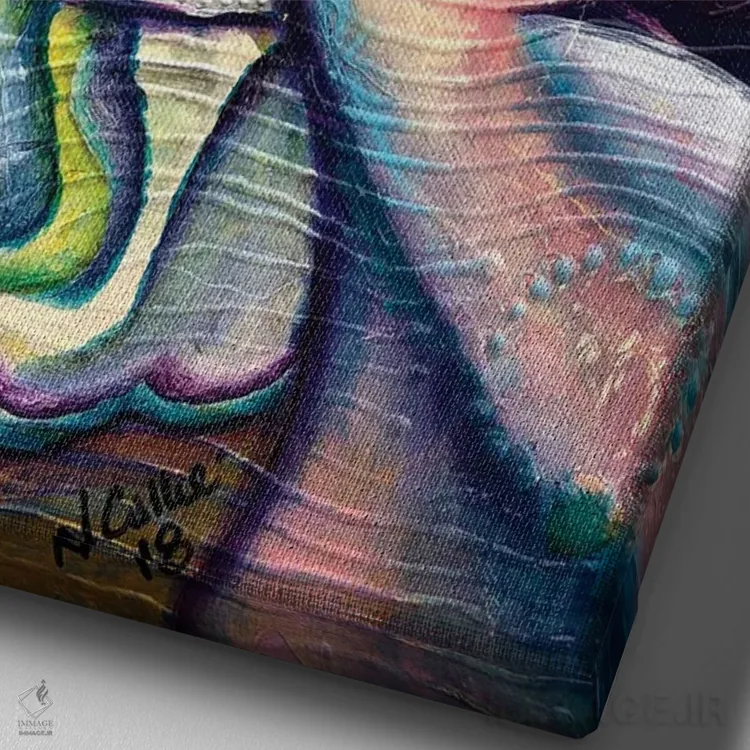 تابلو دکوراتیو پرنده ای روی سیم اثر نیکول کولی - نمای نزدیک بافت بوم