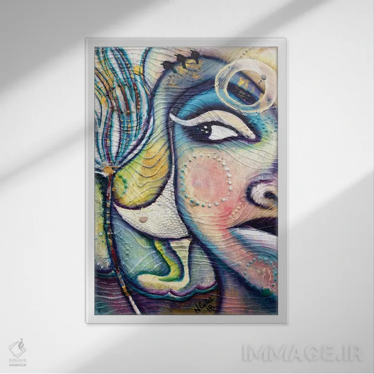 تابلو دکوراتیو پرنده ای روی سیم اثر نیکول کولی - نمای قابدار سفید