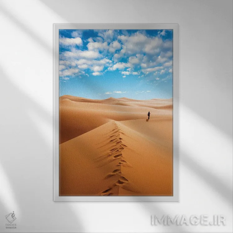 تابلو دکوراتیو Erg Murzuq, Sahara Desert, Fezzan, Libya, North Africa,زن… اثر نیکو تونباوری - نمای قابدار سفید