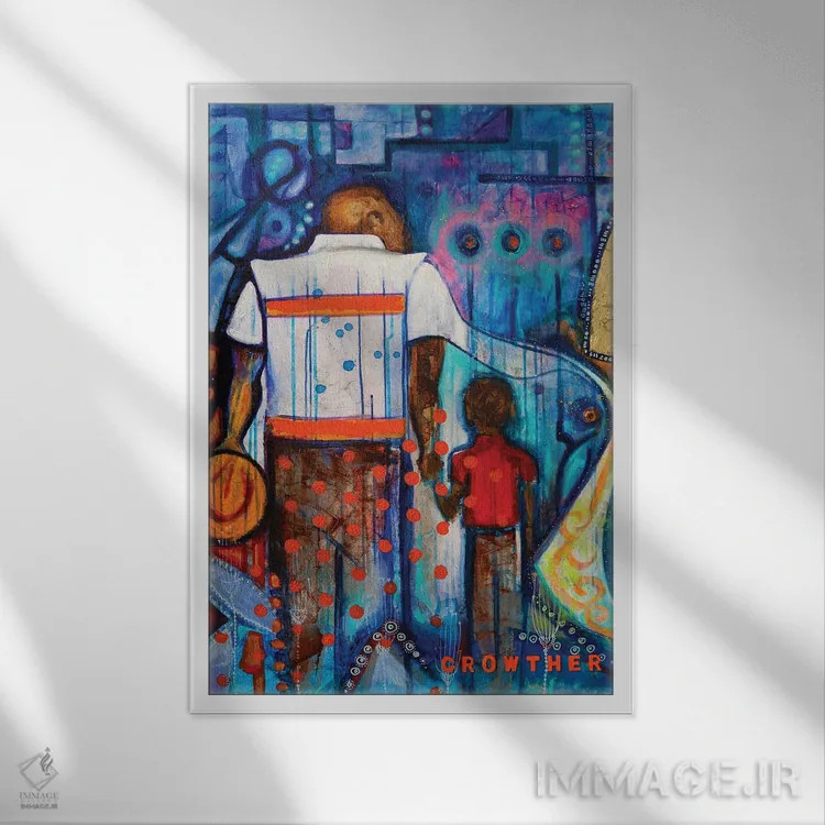 تابلو دکوراتیو پدر و پسر اثر نیکول کولی - نمای قابدار سفید