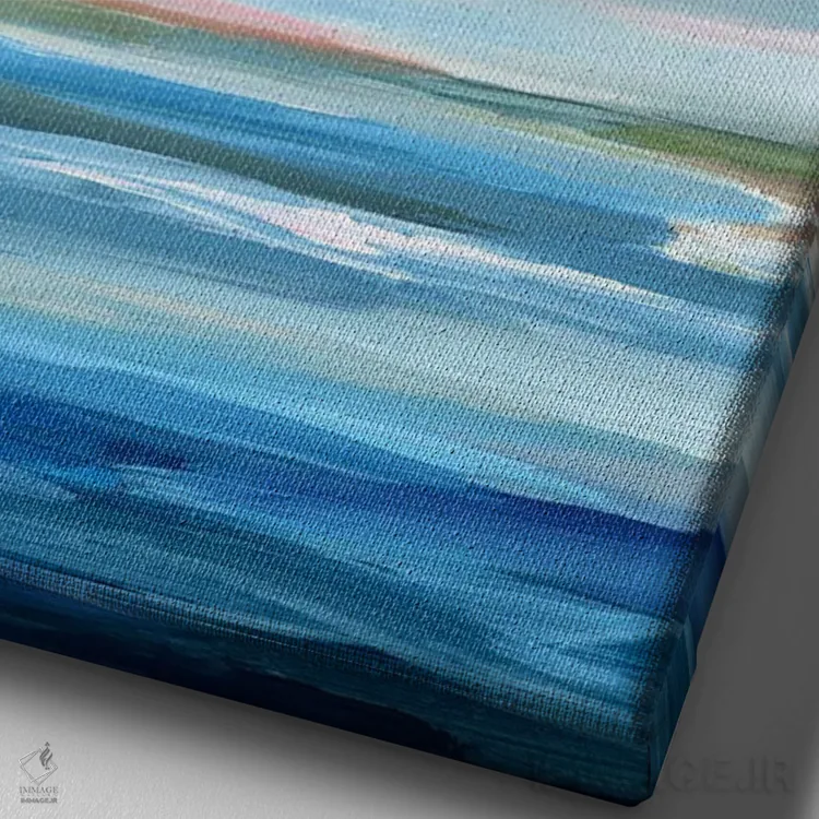 تابلو مینیمال ساحل دوردست I اثر نیکول والش - نمای نزدیک بافت بوم