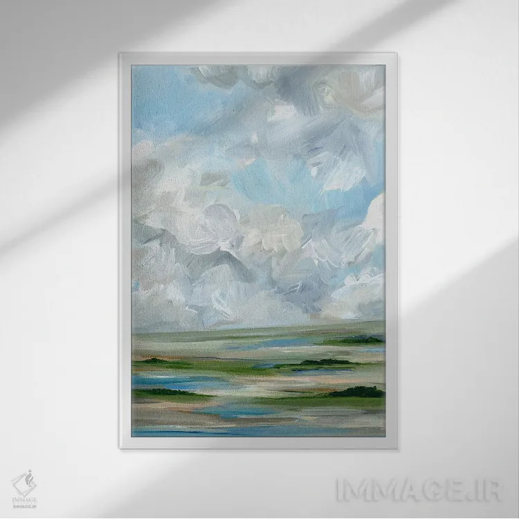 تابلو مینیمال باتلاق ظهرگاهی اثر نیکول والش - نمای قابدار سفید