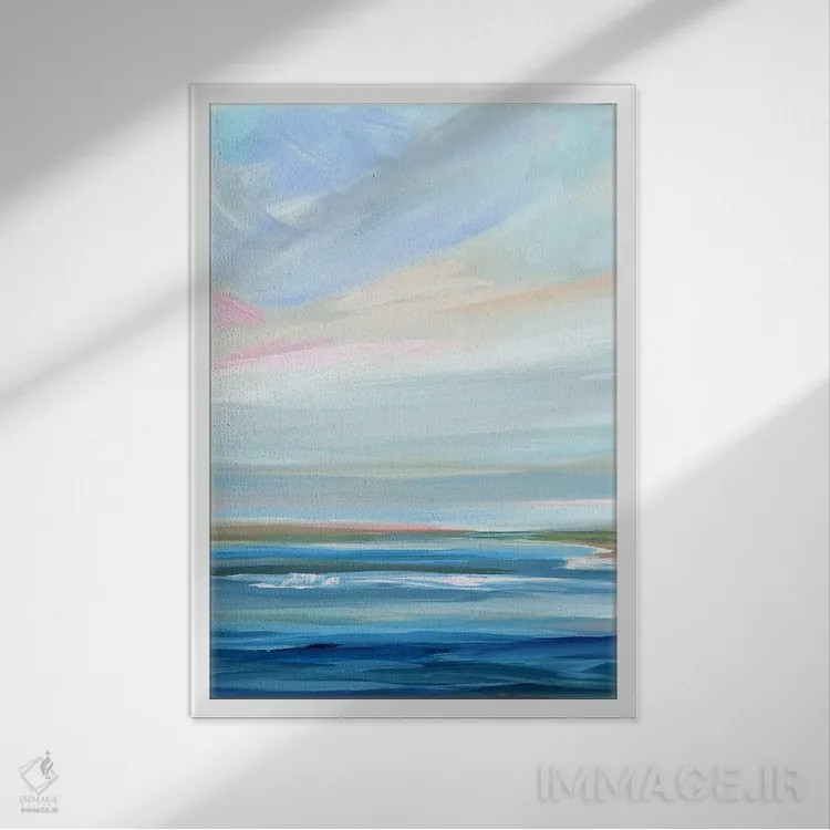 تابلو مینیمال ساحل دوردست I اثر نیکول والش - نمای قابدار سفید