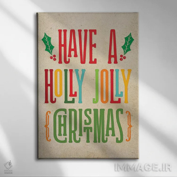 تابلو دکوراتیو کریسمس رنگارنگ I اثر نون دی دیزاین - نمای روبهرو روی دیوار