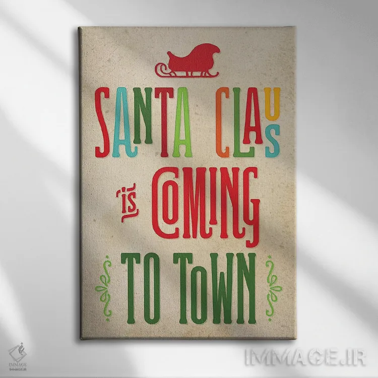 تابلو دکوراتیو کریسمس رنگارنگ IV اثر نون دی دیزاین - نمای روبهرو روی دیوار