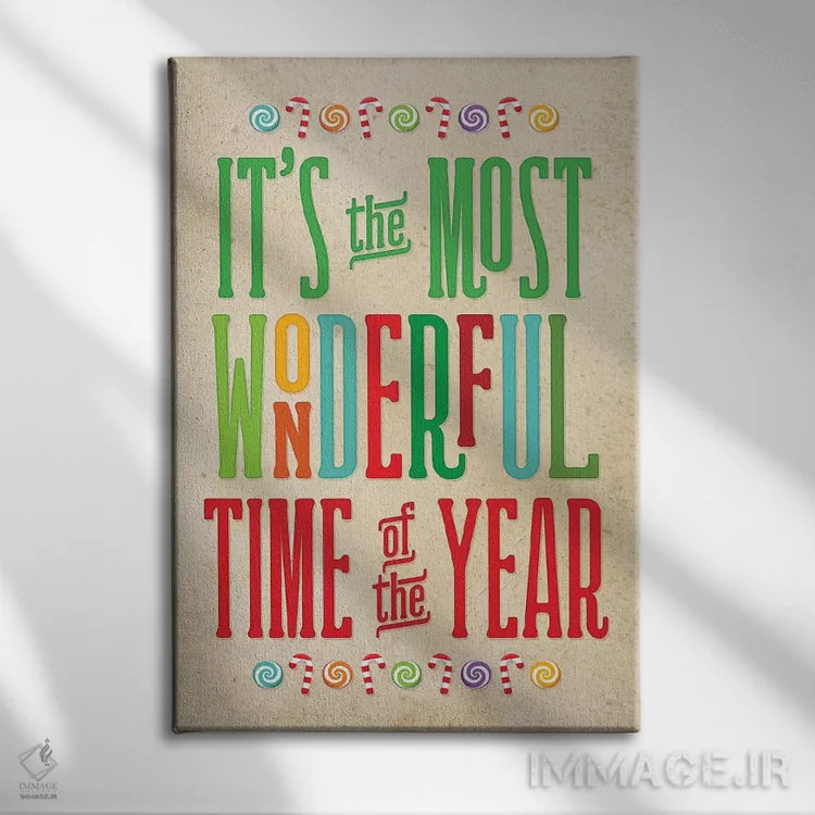 تابلو دکوراتیو کریسمس رنگارنگ II اثر نون دی دیزاین - نمای روبهرو روی دیوار