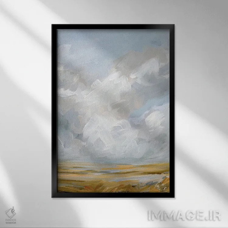 تابلو مینیمال آسمان دشت اثر نیکول والش - نمای قابدار مشکی
