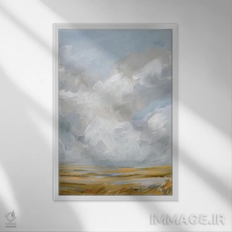 تابلو مینیمال آسمان دشت اثر نیکول والش - نمای قابدار سفید