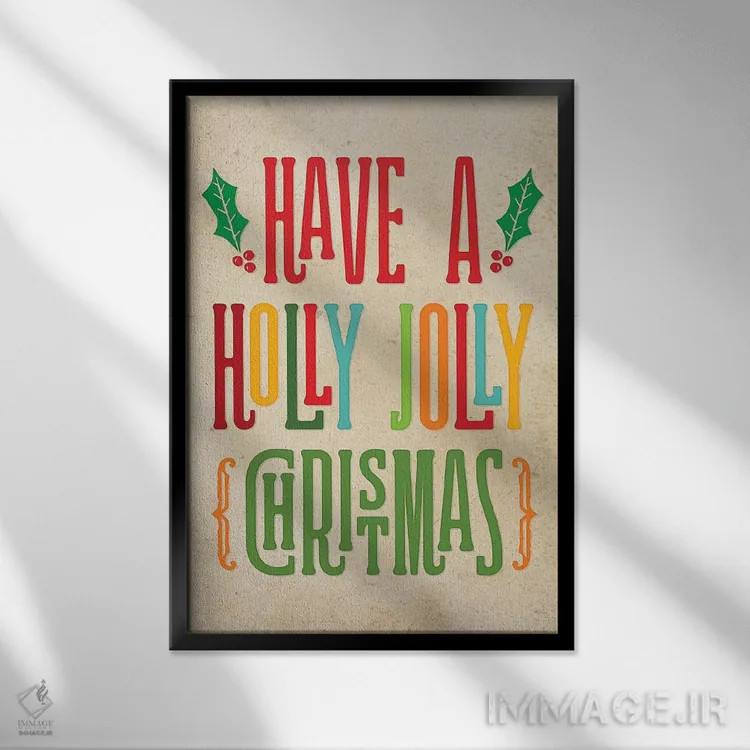 تابلو دکوراتیو کریسمس رنگارنگ I اثر نون دی دیزاین - نمای قابدار مشکی