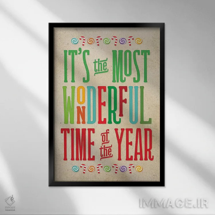 تابلو دکوراتیو کریسمس رنگارنگ II اثر نون دی دیزاین - نمای قابدار مشکی