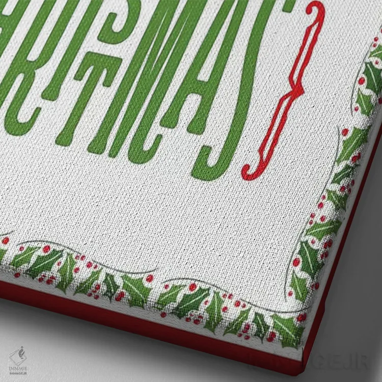 تابلو دکوراتیو کریسمس رنگارنگ با حاشیه I اثر نون دی دیزاین - نمای نزدیک بافت بوم