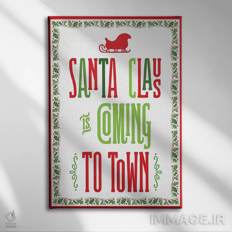 تابلو دکوراتیو کریسمس رنگارنگ با حاشیه III اثر نون دی دیزاین - نمای روبهرو روی دیوار