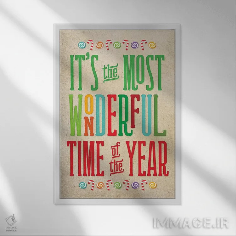 تابلو دکوراتیو کریسمس رنگارنگ II اثر نون دی دیزاین - نمای قابدار سفید