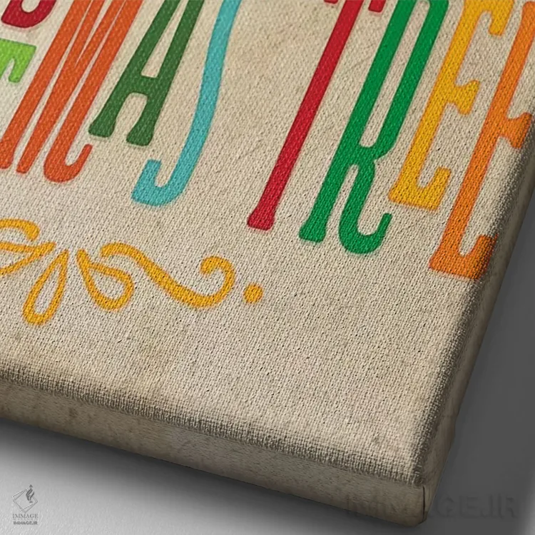 تابلو دکوراتیو کریسمس رنگارنگ III اثر نون دی دیزاین - نمای نزدیک بافت بوم