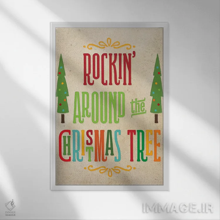 تابلو دکوراتیو کریسمس رنگارنگ III اثر نون دی دیزاین - نمای قابدار سفید