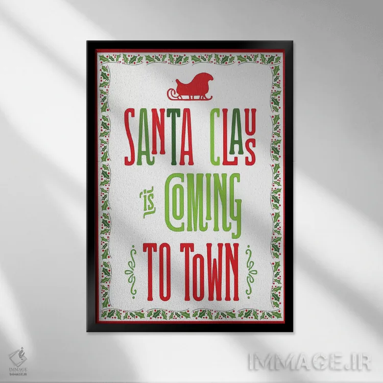 تابلو دکوراتیو کریسمس رنگارنگ با حاشیه III اثر نون دی دیزاین - نمای قابدار مشکی