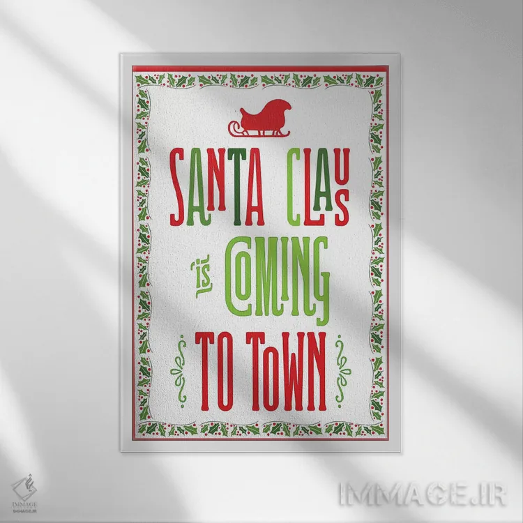 تابلو دکوراتیو کریسمس رنگارنگ با حاشیه III اثر نون دی دیزاین - نمای قابدار سفید