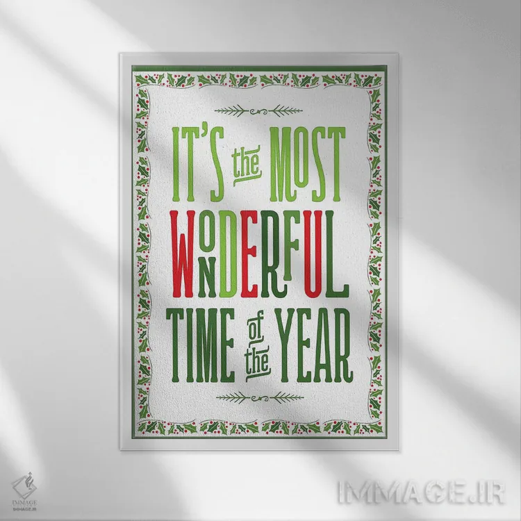 تابلو دکوراتیو کریسمس رنگارنگ با حاشیه IV اثر نون دی دیزاین - نمای قابدار سفید