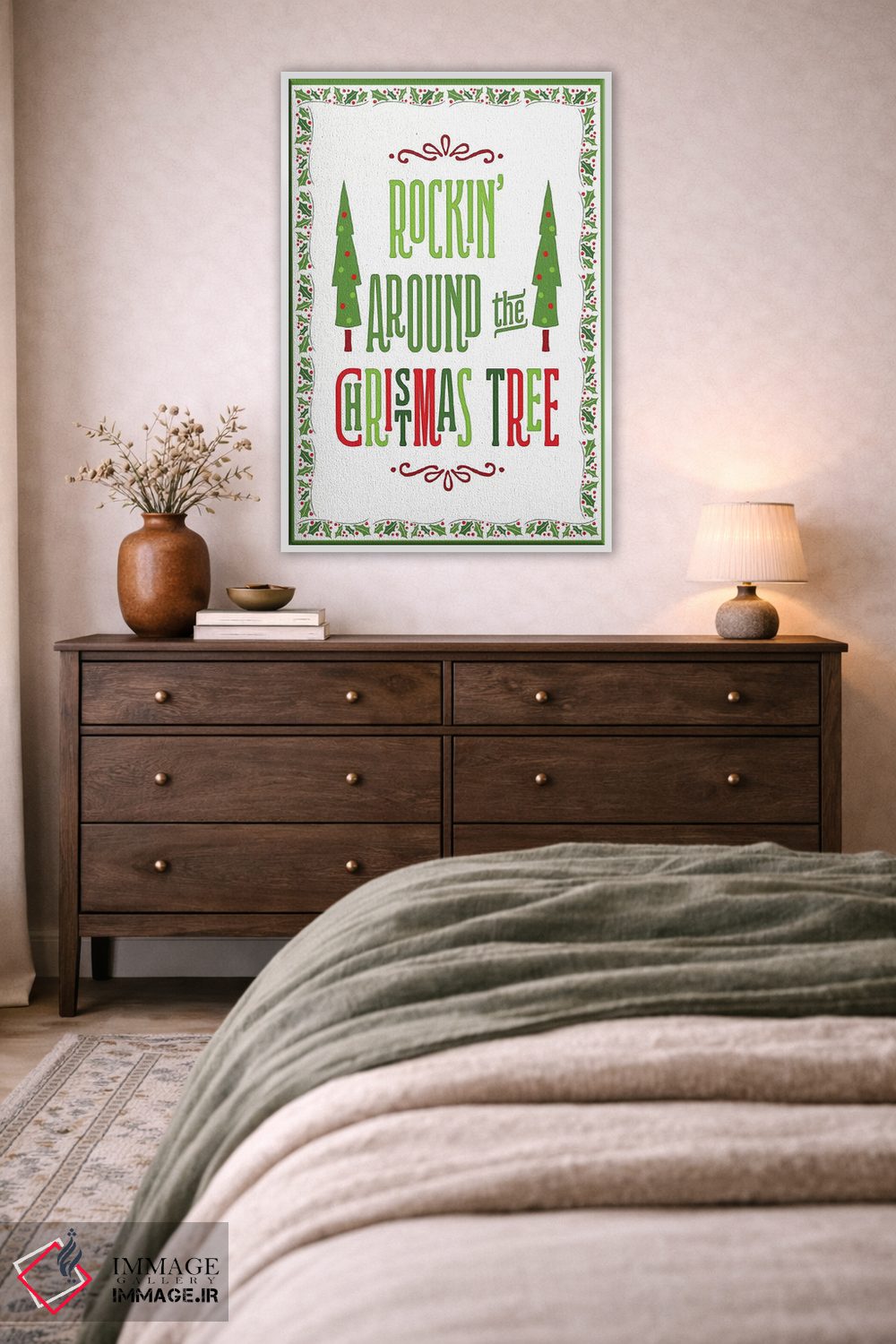 تابلو دکوراتیو کریسمس رنگارنگ با حاشیه II اثر نون دی دیزاین - D3W