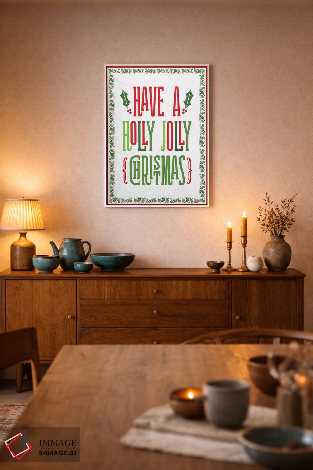 تابلو دکوراتیو کریسمس رنگارنگ با حاشیه I اثر نون دی دیزاین - D6W