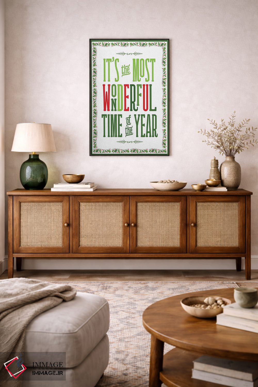 تابلو دکوراتیو کریسمس رنگارنگ با حاشیه IV اثر نون دی دیزاین - D6B