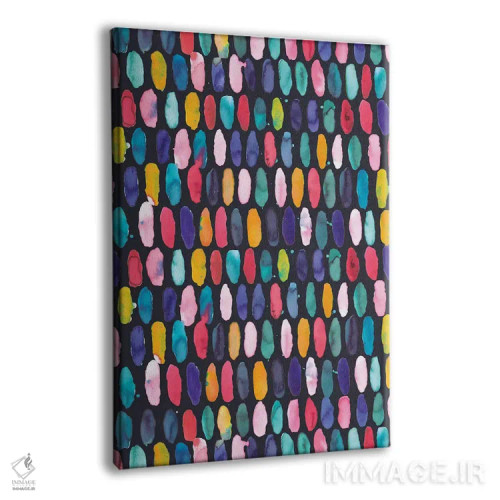 تابلو دکوراتیو قرص های دایره ای چندرنگ و سورمه ای اثر نینولا دیزاین - نمای پرسپکتیو محصول