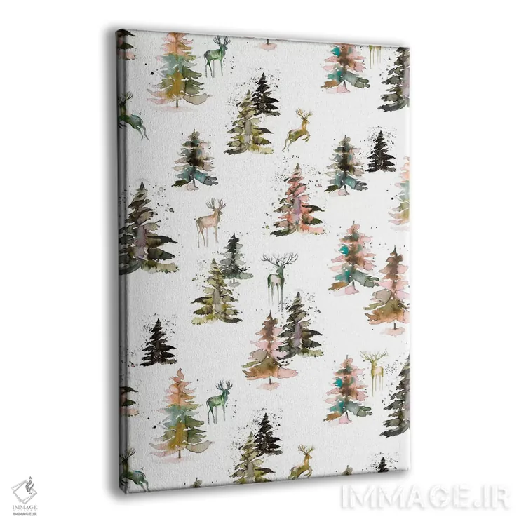 تابلو دکوراتیو گوزن های زمستانی جنگل روستایی اثر نینولا دیزاین - نمای پرسپکتیو محصول